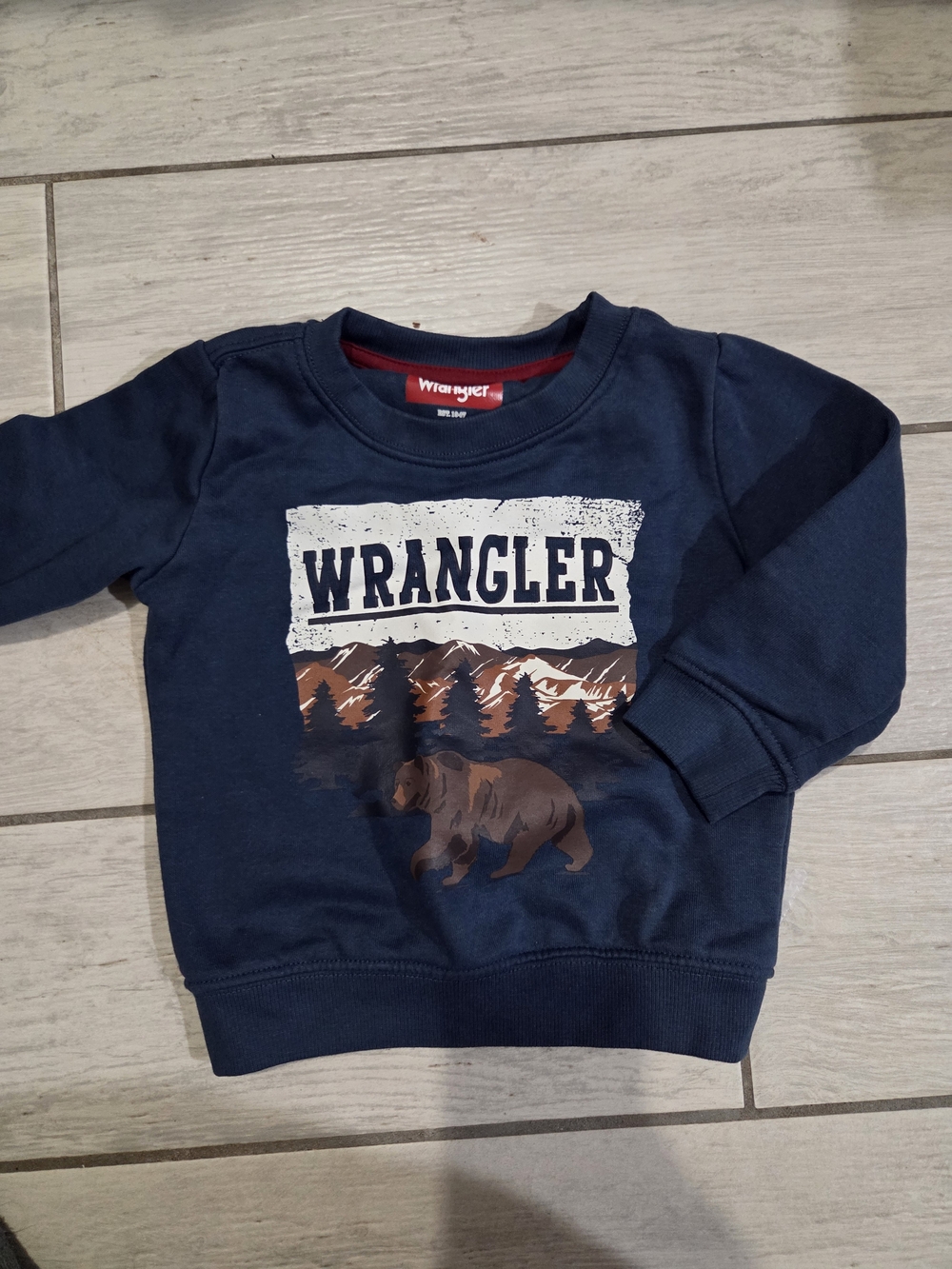 Wrangler Navy Kids Sweatshirt with Bear Graphic